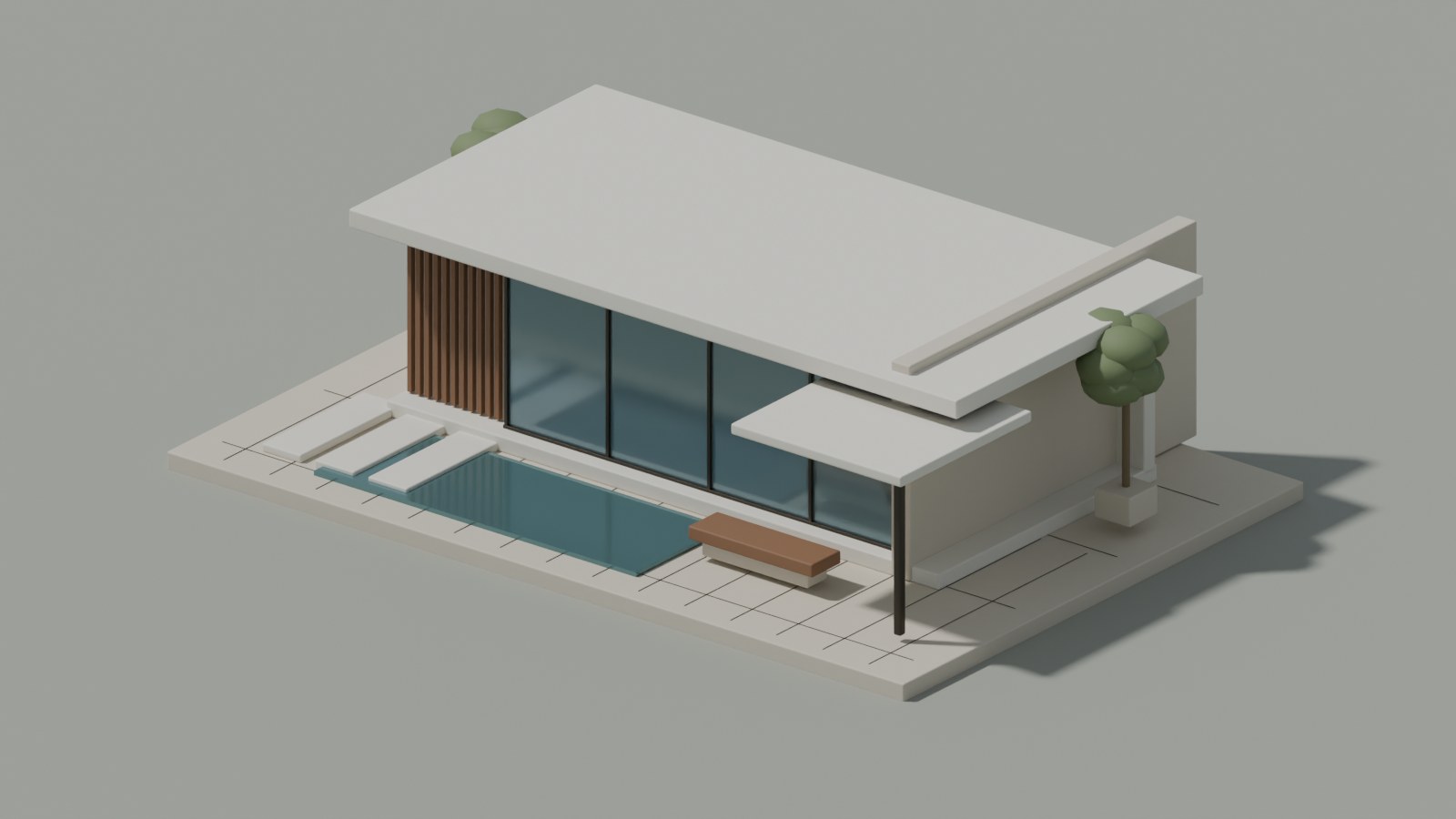 Original pavilion material study in warm timber and daylight. Illustrative study, not a Bloooom output.